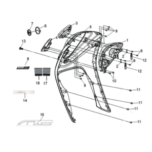 FR. cover Sym Mio 50I E5 Brown/Black (BR-435S/BK-001C)