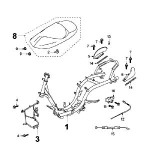 Frame - Zadel Peugeot Elyseo zwart