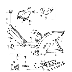 Frame - Zadel Peugeot Vogue Zwart