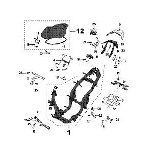 Frame - Zadel Peugeot Speedfight 4 50 4-takt AC Roodzwart