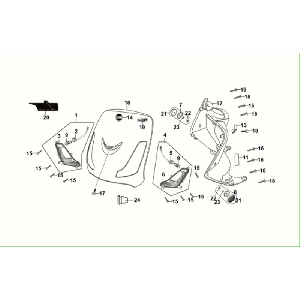 Voorkap - Beenschild - Knipperlichten voorzijde Sym Fiddle ll Euro 5 Matt Green (GN-371U)