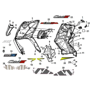 Front cover - front inner box Sym Orbit III 50 E5 Flash Black/ Matt Black (BK-5560S/BK-007U)