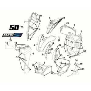 Front cover Sym Symphony ST 50 E5 Gray/ Red (GY-010U) (Red seat)