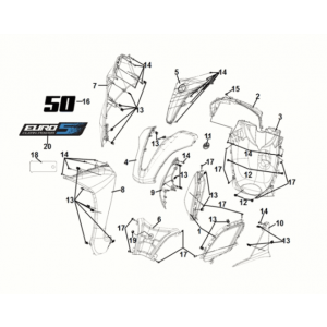 Front cover Sym Symphony ST 50 E5 Gray/ Red (GY-430C) (Red seat)