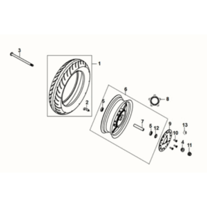 Front wheel Sym Fiddle IV 125i LC ABS E5 2020-2021