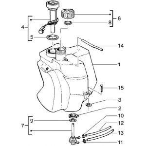Benzinetank - Tankvlotter - Vacuümkraan Piaggio Liberty 4-takt ←2006