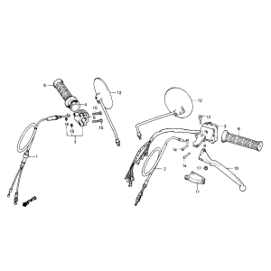 Gashendel - Koppelingshendel - Spiegels - Gaskabel - Koppelingskabel Honda MB50/MB80/MBX50/MBX80