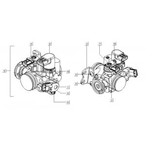Gasklephuis Kymco Downtown 300i wit
