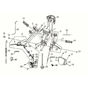 Handle bar Sym Mio 50I E5 Brown/Black (BR-435S/BK-001C)