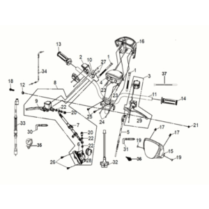 Handle bar Sym Mio 50I E5 Gray/Black (BK-2593U/BK-001C)