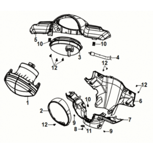Handle cover head light Sym Fiddle IV 50 E5 Black (BK-007U)