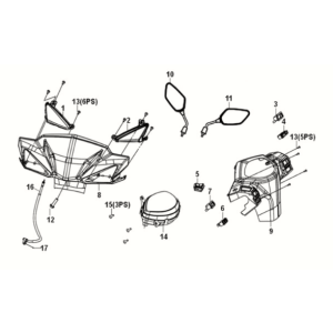 Handle cover Sym E-XPRO 45KM/U 2020-2021 Gray (GY-010U)