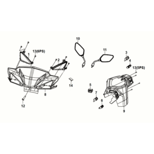 Handle pipe - handle cover Sym Orbit III 50 E5 Flash Black/ Matt Black (BK-5560S/BK-007U)