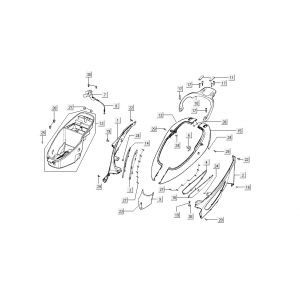 Kappen - Beplating achterzijde Kymco BW LC 2-takt zilver