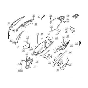 Kappen - Beplating achterzijde Kymco People One 125i