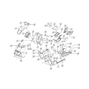Kappen - Beplating Kymco Super9 50 2-takt AC oud model matzwart geel