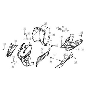 Kappen - Beplating Kymco Vitality 50 2-takt AC pearl zilver
