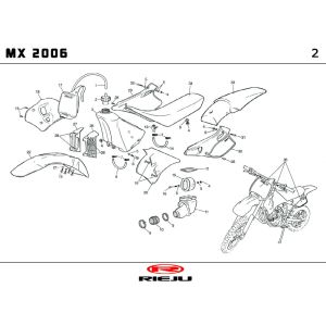 Kappen - Beplating Rieju MX rood 2010 2-takt