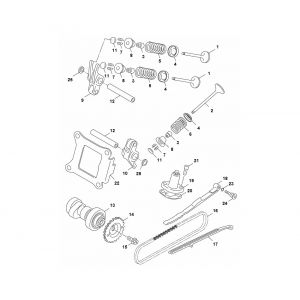 Nokkenas - Kleppen - Tuimerlaars - Distributieketting Yamaha Aerox 4-takt 2014