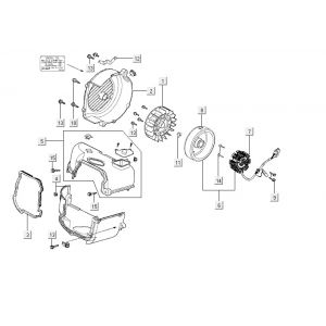 Ontsteking - Stator - Vliegwiel - Koelkappen Kymco VP50 4-takt ACoak metallic