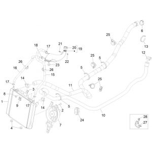 Radiateur - Koelslangen - Koelvloeistoftank Piaggio MP3 300 ie LT Business - Sport (met en zonder ABS) 2016-2018