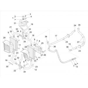 Radiateur - Koelslangen - Koelvloeistoftank Vespa GTS 300 HPE 4V IE ABS Euro 4 2019