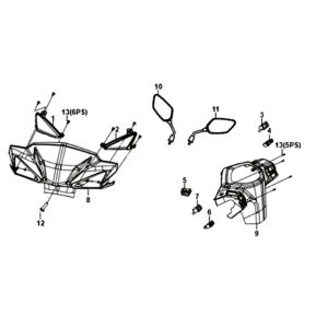 Koplampkap / spiegels / schakelaars Sym Orbit III 125I E4 RED (R-010CA)