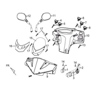 Koplampkap/ spiegels/ schakelaars Sym X'PRO 125 Wit WH8018P