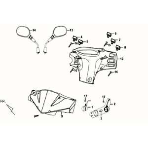 Stuurkappen - Stuurschakelaars - Spiegels Sym Orbit White WH8018P