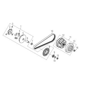 Koppeling - Variateur - V-snaar 3B3 50 4-takt AC Euro 4 2018→ partsproduct-koppeling-v-snaar-Kymco-Dink-LC-2-takt-zilver