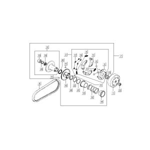 Koppeling - V-snaar Kymco Super9 50 2-takt AC oud model zwart geel