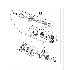 Variateur - Koppeling - V-snaar Peugeot Speedfight 4 50 4-takt AC Roodzwart