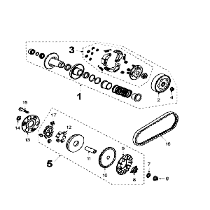 Koppeling - Variateur - V-snaar (type zonder pick up sensor) V-Clic Zilvergrijs