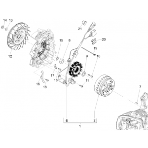 Ontsteking - Stator - Vliegwiel Piaggio Fly 125 IE 4-takt 3V Euro 3
