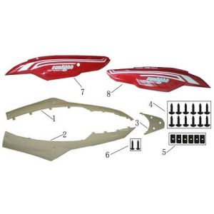 Motorschermen - Zijskirts China Fly wit