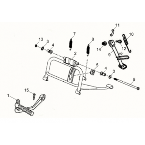Middenstandaard/ zijstandaard/ kickstarter pedaal Sym Fiddle II 125S