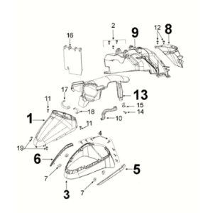 Mudguard Peugeot Django 125 EFI E5 2021-2022 DEEP OCEAN BLUE/ MAD GRAY (S5)