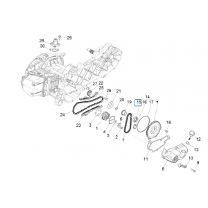 Oliepomp - Distributieketting - Carterpan - Peilstok Vespa Sprint 50 4-takt IGET 3V Euro 5