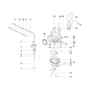 Carburateur onderdelen Piaggio Zip 50 SP 2-takt LC 2006-2013