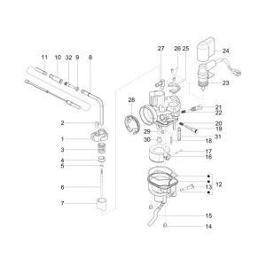 Carburateur onderdelen Vespa LXV 50 2-takt