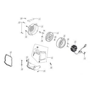 Ontsteking - Stator - Vliegwiel - Koelkappen Kymco Agility 16'+ 4-takt mat metalic blauw