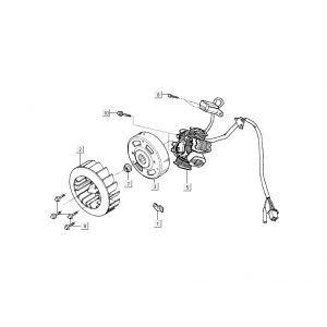 Ontsteking - Stator - Vliegwiel Kymco Super9 50 2-takt AC oud model matzwart geel