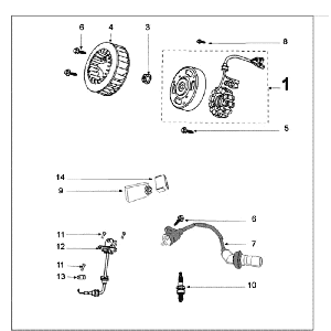 Ontsteking - Stator - Vliegwiel - Bobine - CDI - Bougie Peugeot Kisbee RS matzwart