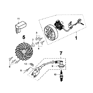 Ontsteking - Stator - Vliegwiel - Bobine - Bougie Peugeot Ludix 10 Zwart