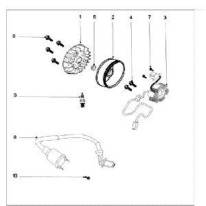 Ontsteking - Stator - Vliegwiel - Bobine - Bougie Peugeot Speedfight 3 50 4-takt AC Rood