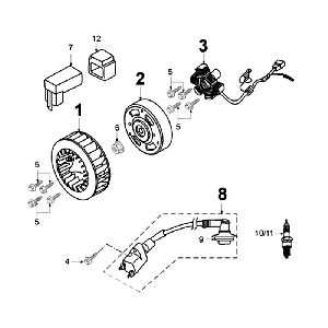 Ontsteking - Stator - Vliegwiel - Bobine - Bougie Peugeot Vivacity Blauw