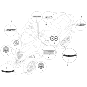 Emblemen - Stickers - Logo Piaggio MP3 350 Maxi Sport ABS Euro 4 2018-2020