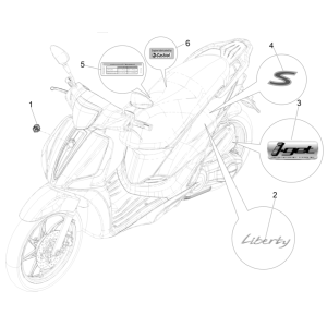 Emblemen - Stickers - Logo Piaggio Liberty 50 4-takt AC IGET 3V Euro 5