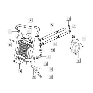 Radiateur - Koelsysteem Kymco Super9 50 2-takt LC oud model matzwart-zilver