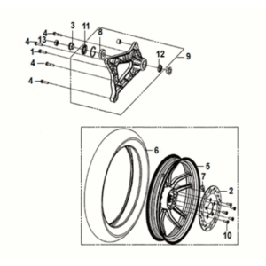 Rear wheel Sym Jet 14 125I LC E5 2021-2024